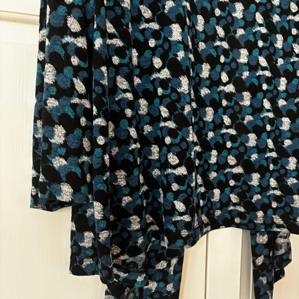 Chico's Size 3 Teal and Black Knit Open Front Waterfall Cardigan Chicos Size XL - Picture 8 of 10